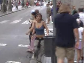 Marvelous babe With Big Tits Walking On Street