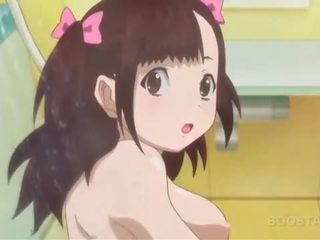 Bathroom anime dirty film with innocent teen naked seductress