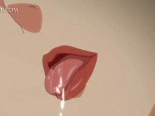 Невинен аниме любимец чука голям член между цици и влагалище устни